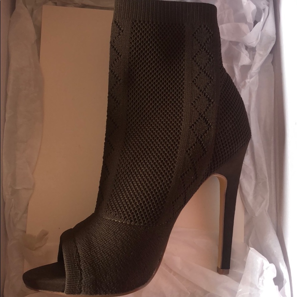 Olive Bootie Heels 6.5